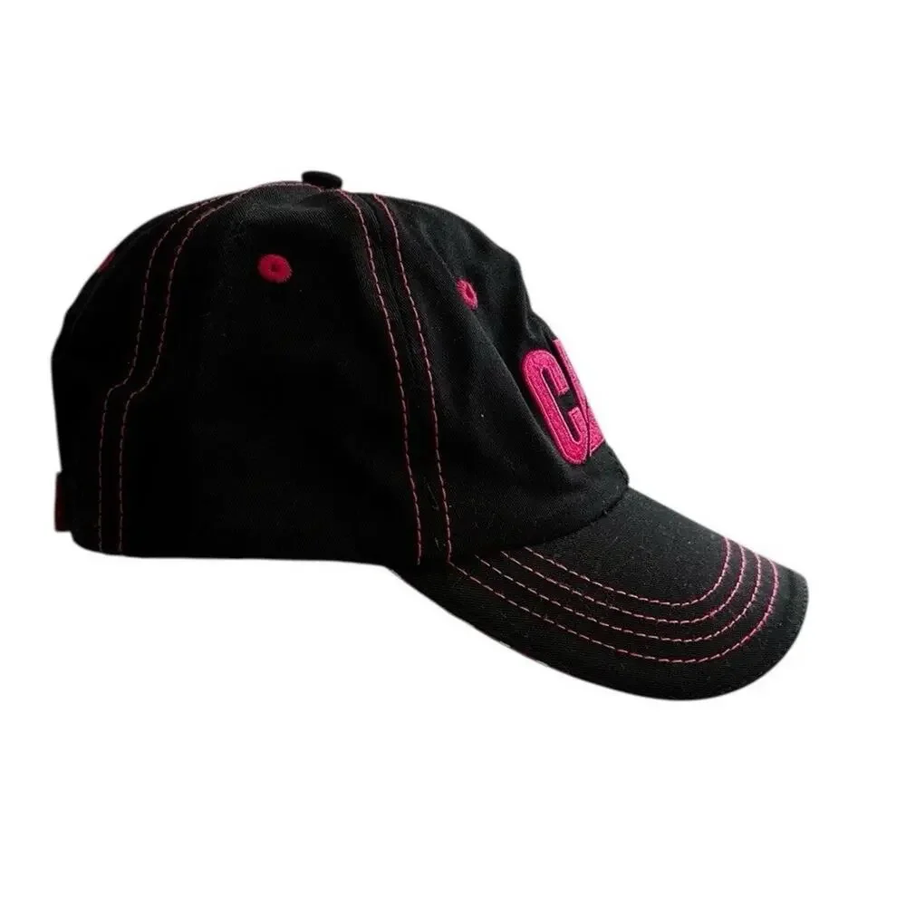 Caterpillar CAT Women’s Black Pink Stitching Polka Dot Baseball Cap Hat NWOT